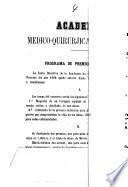 Academia Medico-Quirurjica Matritense. Programa de premios para 1862