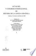 Actas del V Congreso Internacional de Historia de la Lengua Española
