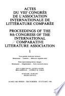 Actes du VIIIe congrès de l'Association internationale de littérature comparée