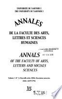 Annales de la Faculté des arts, lettres et sciences humaines