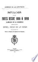 Antología de las Cortes desde 1886 a 1890, llamadas de la Regencia