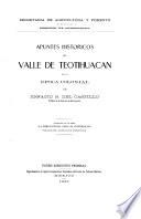 Apuntes históricos del Valle de Teotihuacán en la epoca colonial