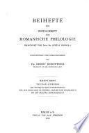 Beihefte Zur Zeitschrift Für Romanische Philologie