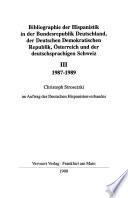 Bibliographie der Hispanistik in der Bundesrepublik Deutschland, Österreich und der deutschsprachigen Schweiz: 1987-1989