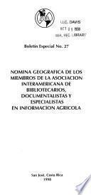 Boletín especial - Asociación Interamericana de Bibliotecarios y Documentalistas Agrícolas