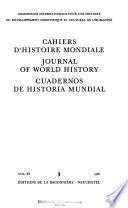 Cahiers D'histoire Mondiale