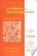 Cahiers du CRIAR n°17, Interdits et transgressions 1
