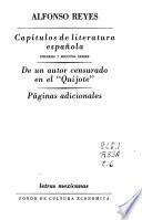 Capítulos de literatura española, 1.-2. ser. De un autor censurado en el Quijote. Pǵinas adicionales