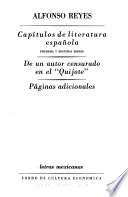 Capítulos de literatura española, primera y segunda series. De un autor censurado en el Quijote. Páginas adicionales