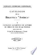 Catálogos de la Biblioteca América.: 1927-1930