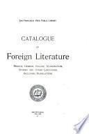 ... Catalogue of Foreign Literature