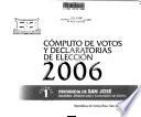 Cómputo de votos y declaratorias de elección 2006: Provincia de San José