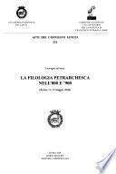 Convegno sul tema La filologia petrarchesca nell'800 e '900