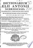 Dictionarium Aelii Antonii Nebrissensis, Gramatici, Cronographi Regii