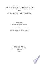 Ecthesis chronica and Chronicon Athenarum