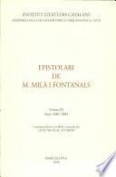 Epistolari d'En M. Milà i Fontanals: Anys 1881-1884