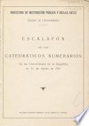 Escalafón de los catedráticos numerarios de las Universidades de la República. 1935