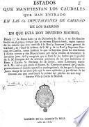 Estados que manifiestan los caudales que han entrado en las 62 disputaciones de caridad de los barrios en que está hoy dividido Madrid, desde 1o de Enero hasta 31 de Diciembre de 1817 (19).