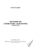 Estudios de literatura alicantina (primera serie)