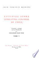 Estudios sobre literatura colonial de Chile