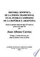 Historia sinóptica de la poesía tradicional en el pueblo campesino de la República Argentina