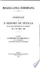 Homenaje a S. Isidoro de Sevilla en el XIII centenario de su muerte 636-4 de abril, 1936