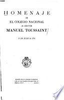 Homenaje de el Colegio Nacional al doctor Manuel Toussaint