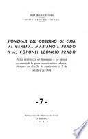 Homenaje del gobierno de Cuba al general Mariano I. Prado y al coronel Leoncio Prado