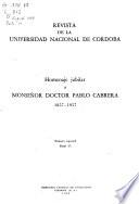 Homenaje jubilar á Monsñor Doctor Pablo Cabrera, 1857-1957