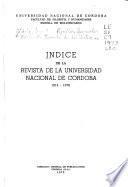 Indice de la Revista de la Universidad Nacional de Córdoba, 1914-1970