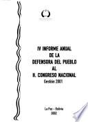 Informe anual de la Defensora del Pueblo al H. Congreso Nacional
