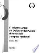 Informe anual del Defensor del Pueblo al H. Congreso Nacional