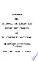 Informe del Tribunal de Garantías Constitucionales al Honorable Congreso Nacional