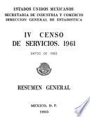 IV Censo de Servicios 1961. Datos de 1960. Resumen general