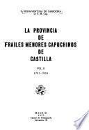 La provincia de frailes menores capuchinos de Castilla: 1701-1836