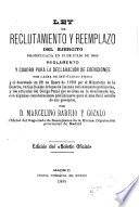 Ley de reclutamiento y reemplazo del Ejército, promulgada en 13 de julio de 1885