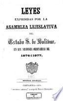 Leyes expedidas por la Asamblea Lejislativa del Estado s. de Bolívar