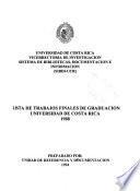 Lista de trabajos finales de graduación, Universidad de Costa Rica