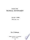 Manual for Bilingual Dictionaries: Word list, 11-z