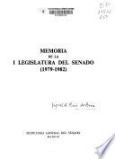Memoria de la I legislatura del Senado(1979-1982)