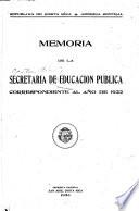 Memoria de la Secretaría de Instrucción Pública