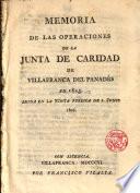 Memoria de las operaciones de la Junta de Caridad de Villafranca del Panadés en 1805