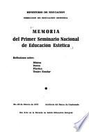Memoria del primer Seminario Nacional de Educación Estética, 19-23 de febrero de 1973, Auditorio del Banco de Guatemala
