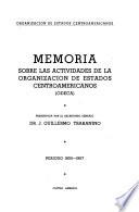 Memoria sobre las actividades de la Organización de Estados Centroamericanos