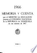 Memoria y cuenta que el Ministro de Educación presenta al Congreso Nacional de la República de Venezuela