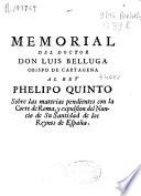 Memorial del doctor don Luis Belluga Obispo de Cartagena al rey Phelipo Quinto