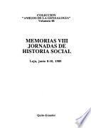 Memorias VIII Jornadas de Historia Social