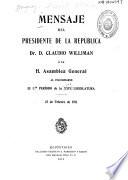 Mensaje del Presidente de la República, Claudio Williman, a la H. Asamblea General al inaugurarse el 1.er período de la XXIV legislatura, 15 de febrero de 1911