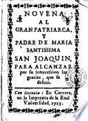 Novena al gran patriarca y padre de Maria Santissima San Joaquin