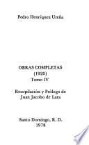 Obras completas de Pedro Henríquez Ureña: 1920